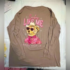 Simply Southern “Cowboy Like Me” Size Large. Medium. Brown